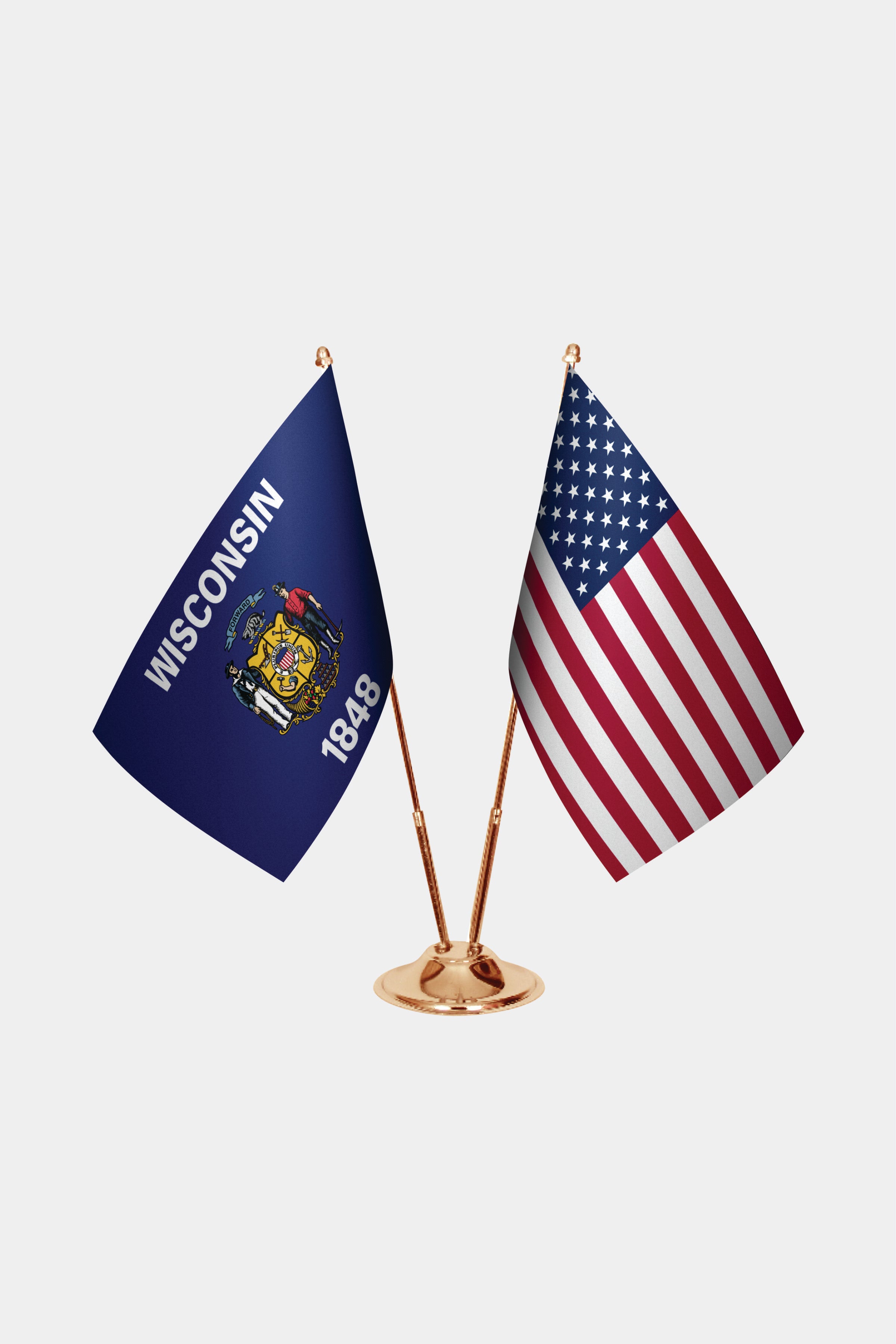 Wisconsin & U.S. Desk Flag Set