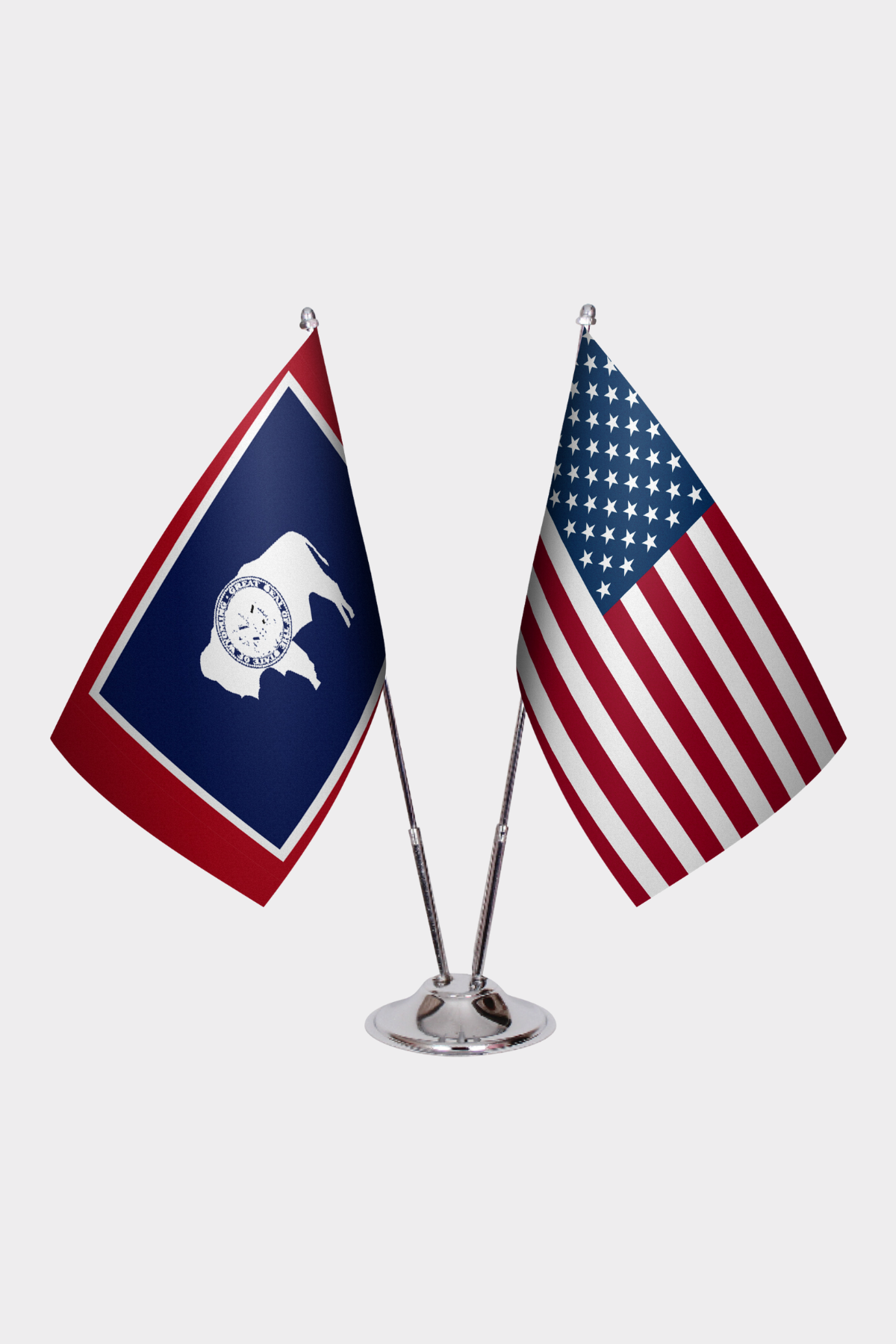Wyoming & U.S. Desk Flag Set