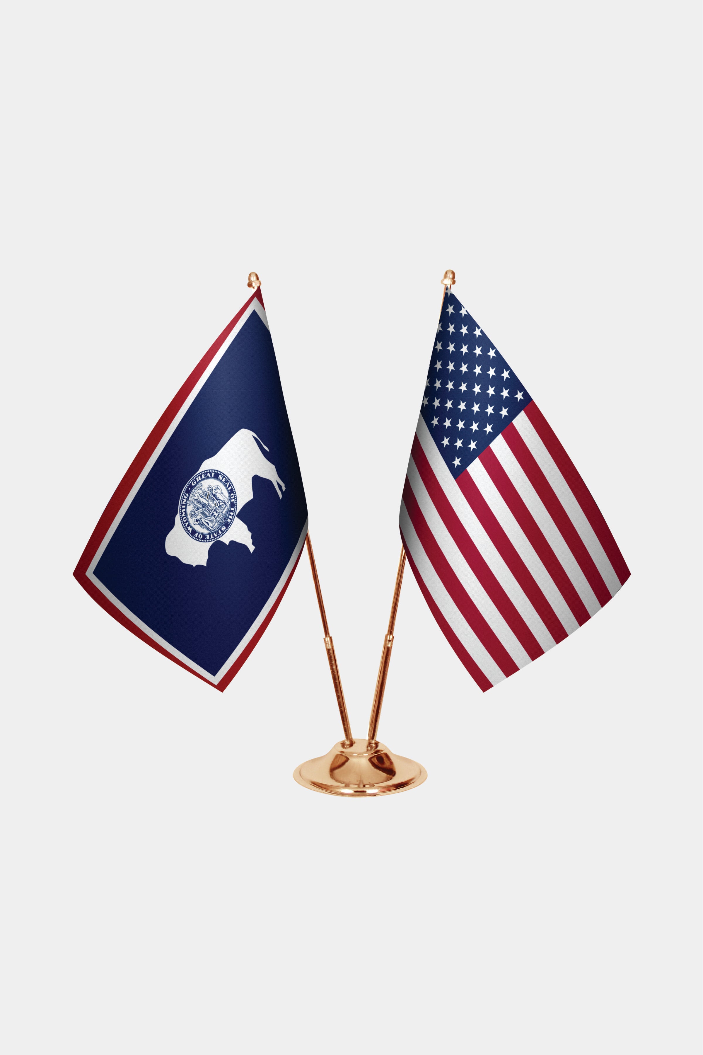 Wyoming & U.S. Desk Flag Set