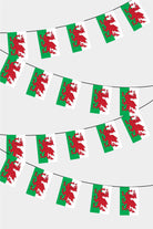 Wales Rectangular Flag Bunting - 50 Meters Premium String Flags for Party Decoration | Professional Quality Raschel Fabric