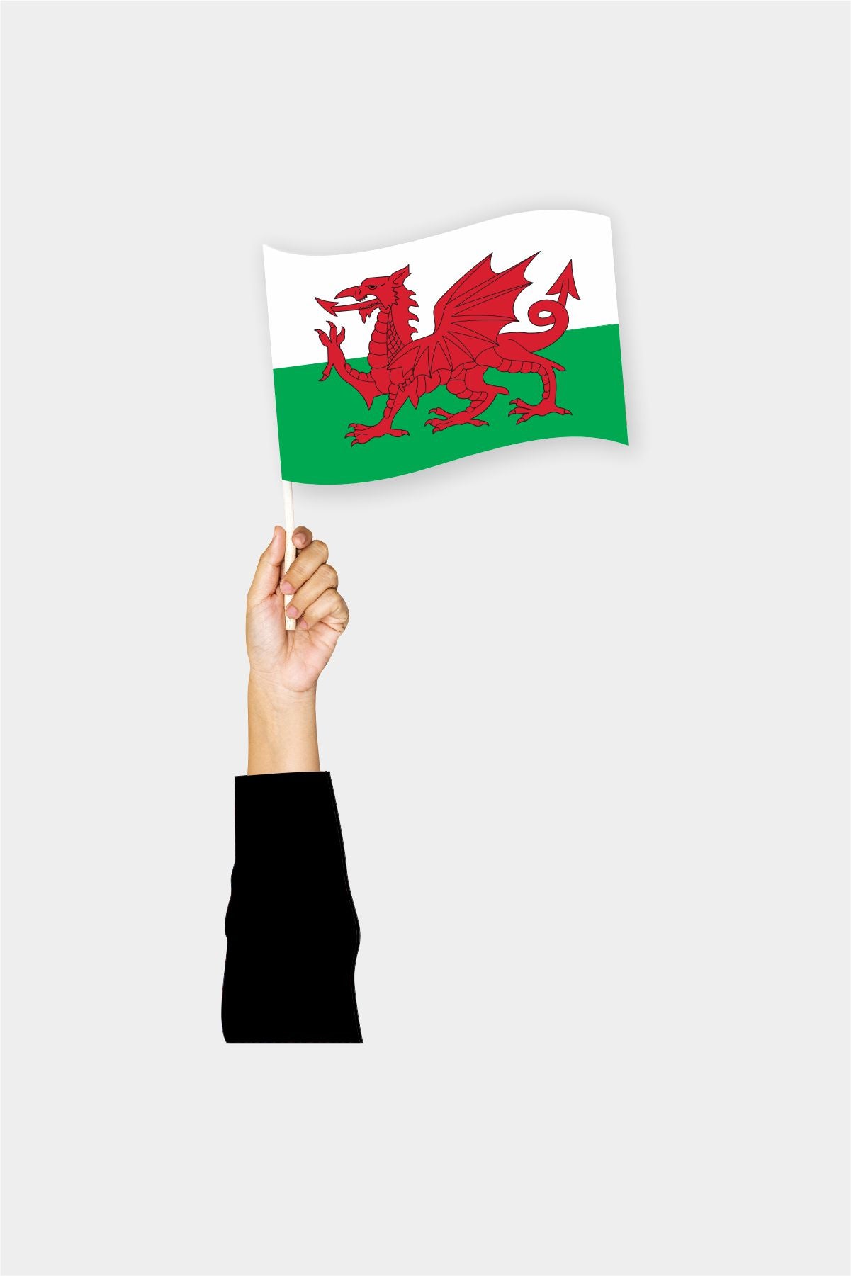 Wales handheld flag on stick - durable polyester country flag for events and parades