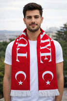 Turkey Text Woven Scarf with Fringed Ends — 20×153 cm