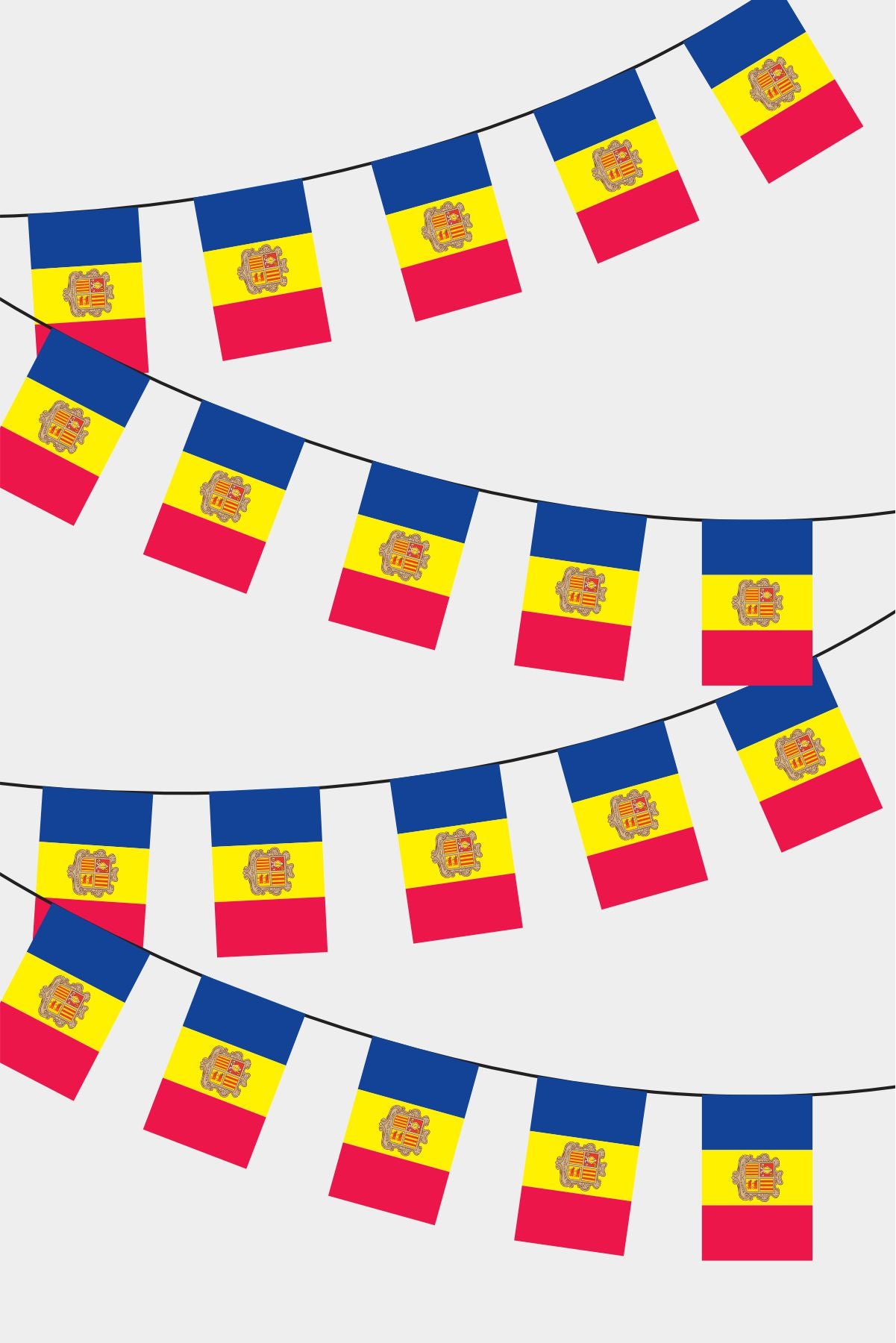 Andorra Rectangular Flag Bunting - 50 Meters Premium String Flags for Party Decoration | Professional Quality Raschel Fabric