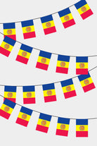 Andorra Rectangular Flag Bunting - 50 Meters Premium String Flags for Party Decoration | Professional Quality Raschel Fabric
