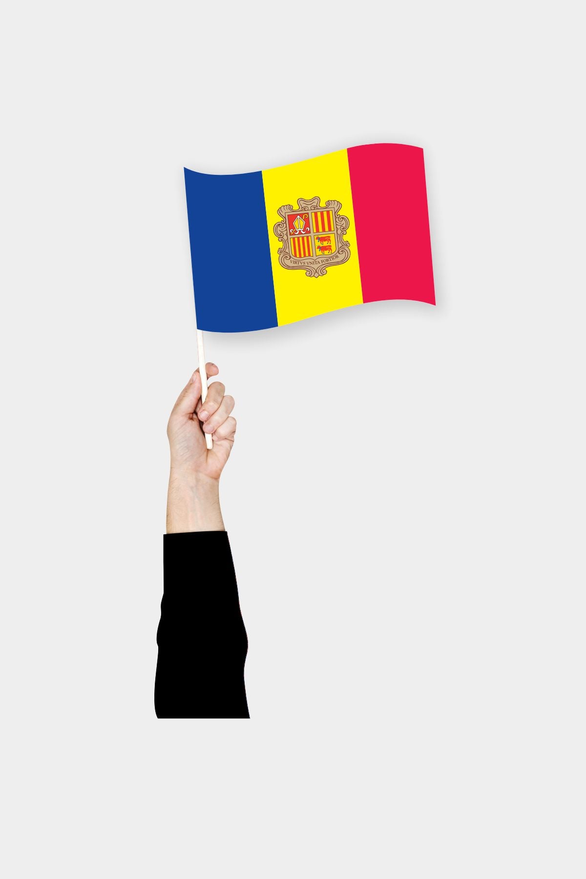 Andorra handheld flag on stick - durable polyester country flag for events and parades