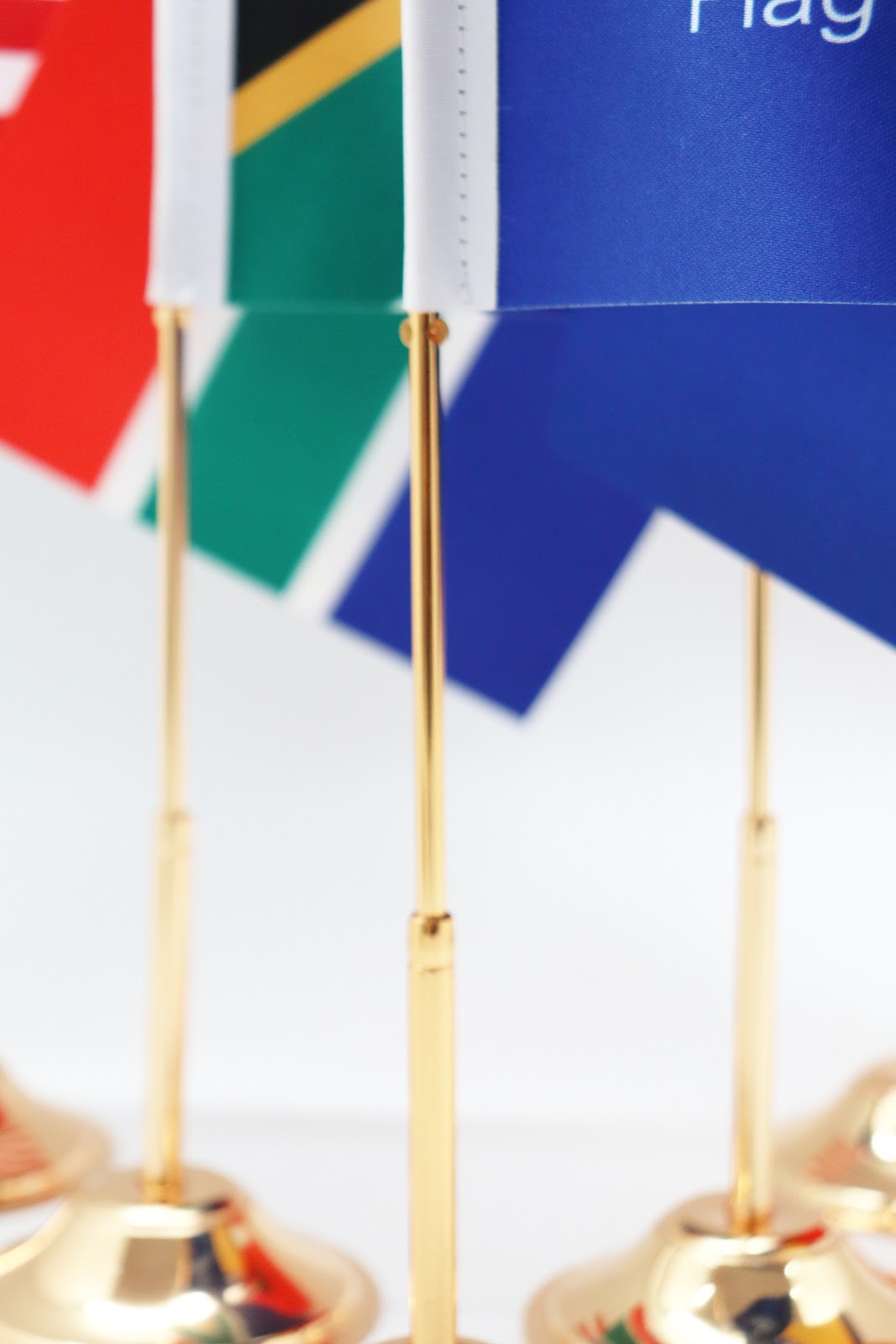 Gold Desk Flag Detail - Professional Display
