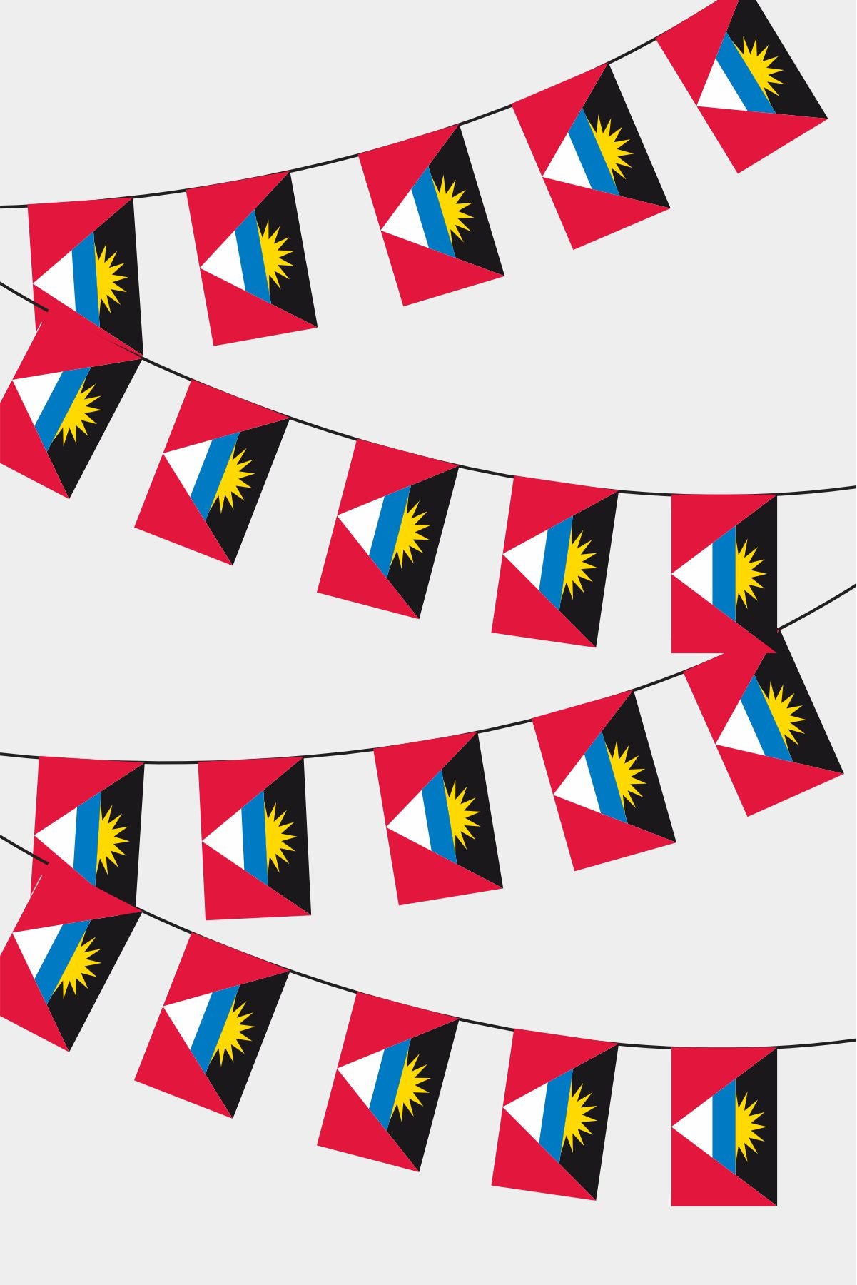 Antigua and Barbuda Rectangular Flag Bunting - 50 Meters Premium String Flags for Party Decoration | Professional Quality Raschel Fabric