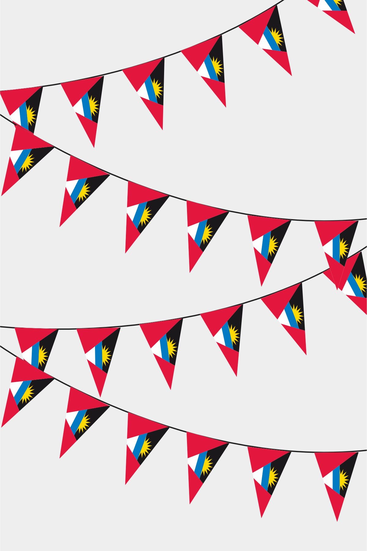 Antigua and Barbuda Triangular Flag Bunting - 50 Meters Premium Pennant Flags for Party Decoration | Professional Quality Raschel Fabric