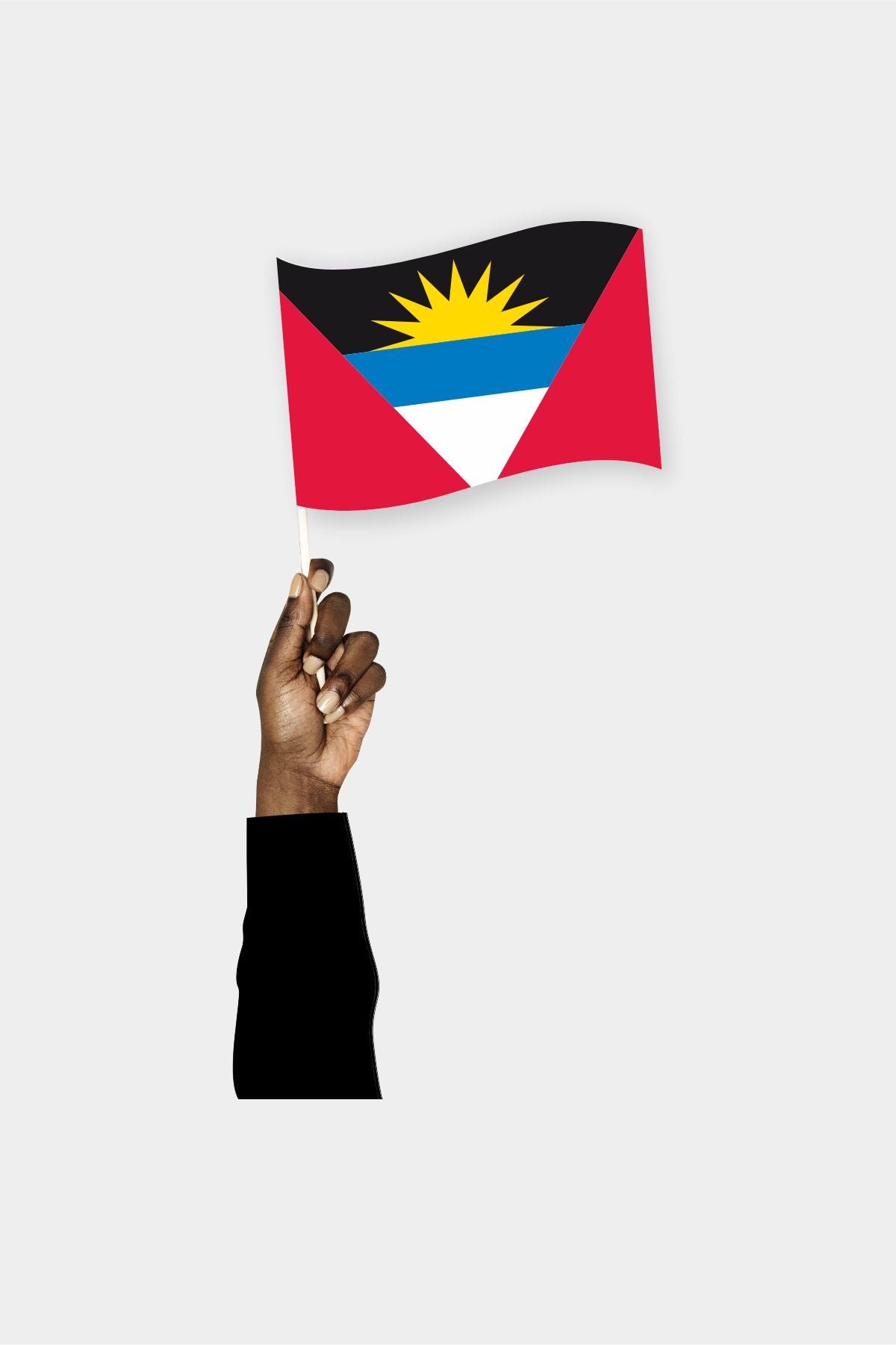 Antigua and Barbuda handheld flag on stick - durable polyester country flag for events and parades