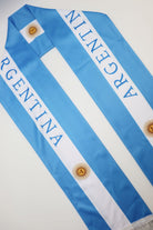 Argentina Flag Satin Soccer Scarf detail of the ARGENTINA lettering and flag print
