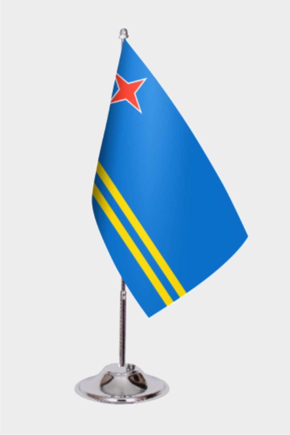 Arruba Desk Flag - Premium Double-Layer Satin with Chrome L-Shaped Stand | Professional Quality Country Desk Flag for Government Offices and Institutions