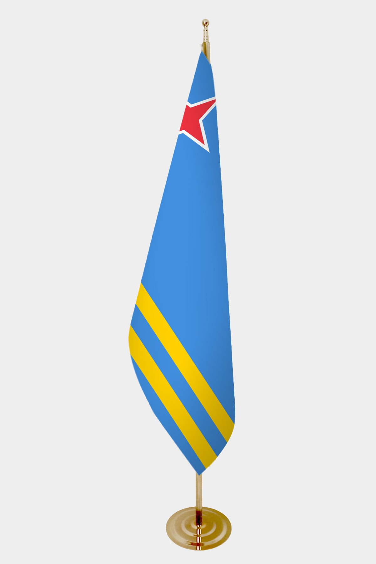 Aruba Official Indoor Flag — Double Satin, Gold Pole