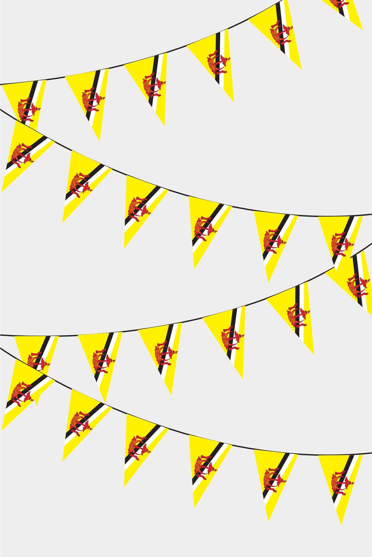 Brunei Triangular Flag Bunting - 50 Meters Premium Pennant Flags for Party Decoration | Professional Quality Raschel Fabric