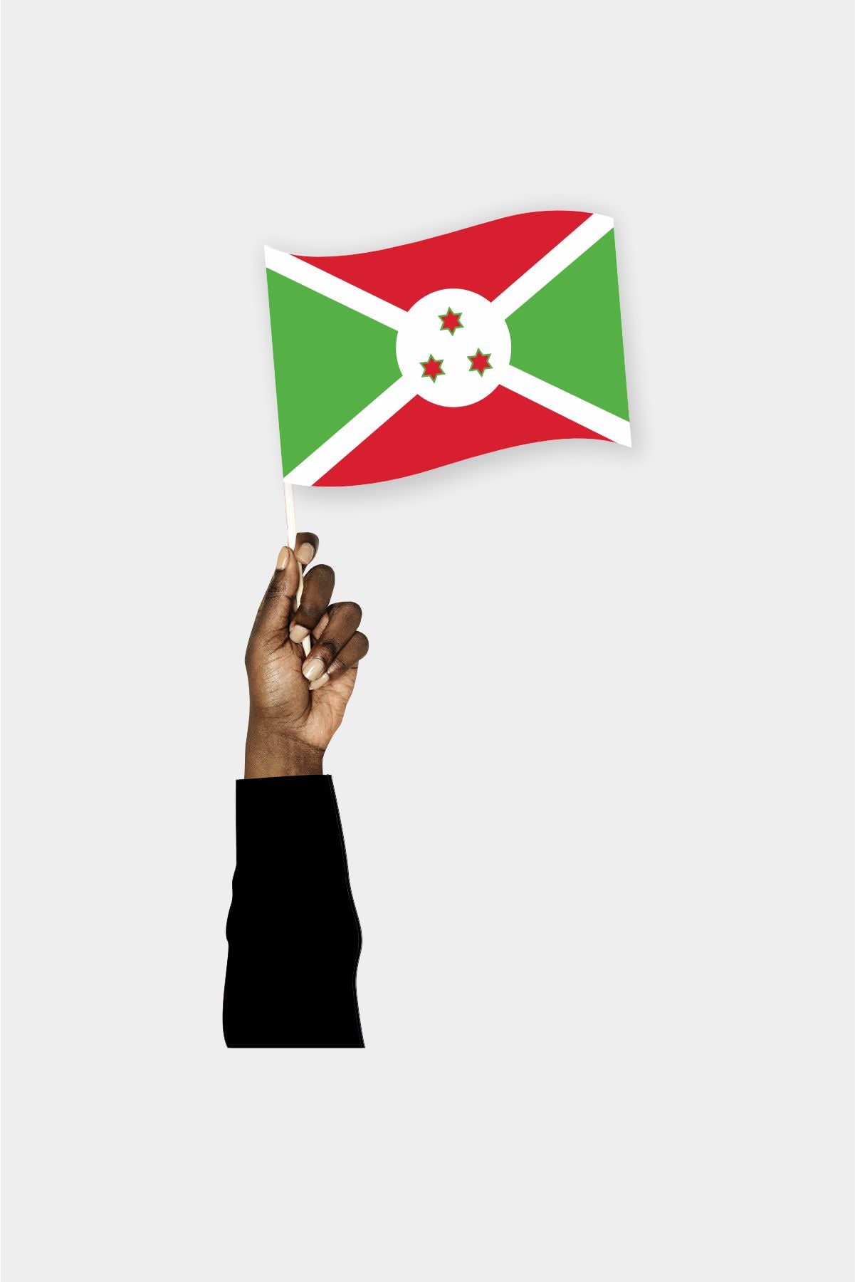 Burundi handheld flag on stick - durable polyester country flag for events and parades