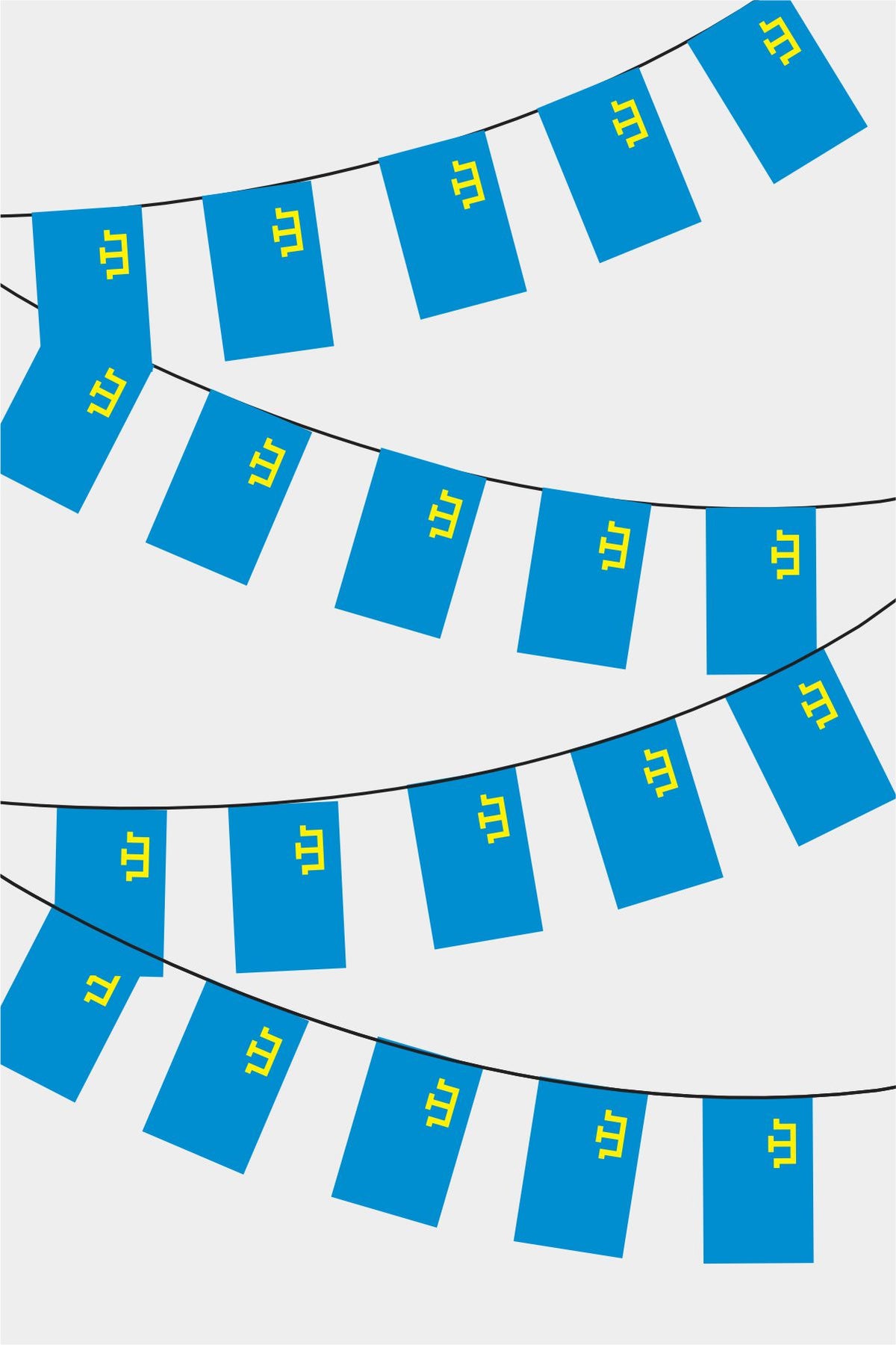 Crimean Tatar Rectangular Flag Bunting - 50 Meters Premium String Flags for Party Decoration | Professional Quality Raschel Fabric