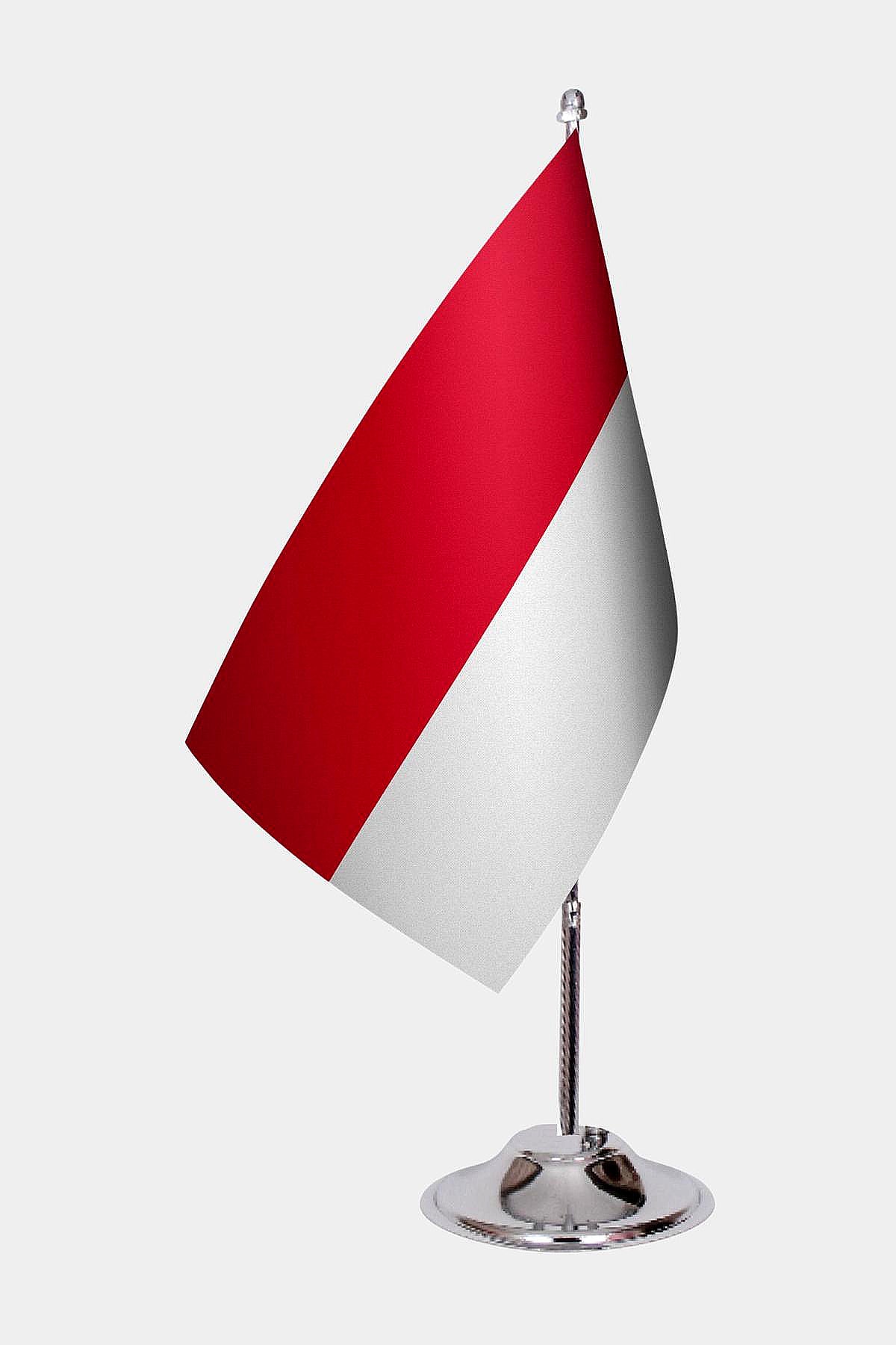 Monaco Desk Flag - Premium Double-Layer Satin with Chrome L-Shaped Stand | Professional Quality Country Desk Flag for Government Offices and Institutions