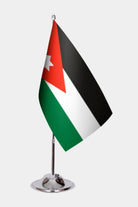 Jordan Desk Flag - Premium Double-Layer Satin with Chrome L-Shaped Stand | Professional Quality Country Desk Flag for Government Offices and Institutions