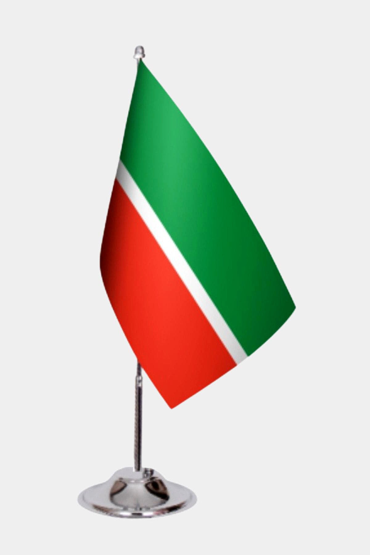Tatarstan Desk Flag - Premium Double-Layer Satin with Chrome L-Shaped Stand | Professional Quality Country Desk Flag for Government Offices and Institutions
