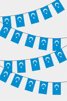 East Turkestan Rectangular Flag Bunting - 50 Meters Premium String Flags for Party Decoration | Professional Quality Raschel Fabric