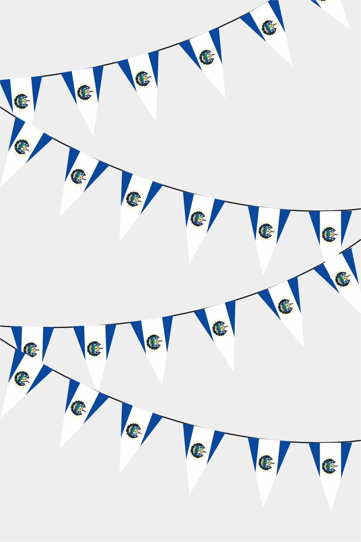 El Salvador Triangular Flag Bunting - 50 Meters Premium Pennant Flags for Party Decoration | Professional Quality Raschel Fabric