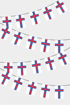 Faroe Islands Rectangular Flag Bunting - 50 Meters Premium String Flags for Party Decoration | Professional Quality Raschel Fabric