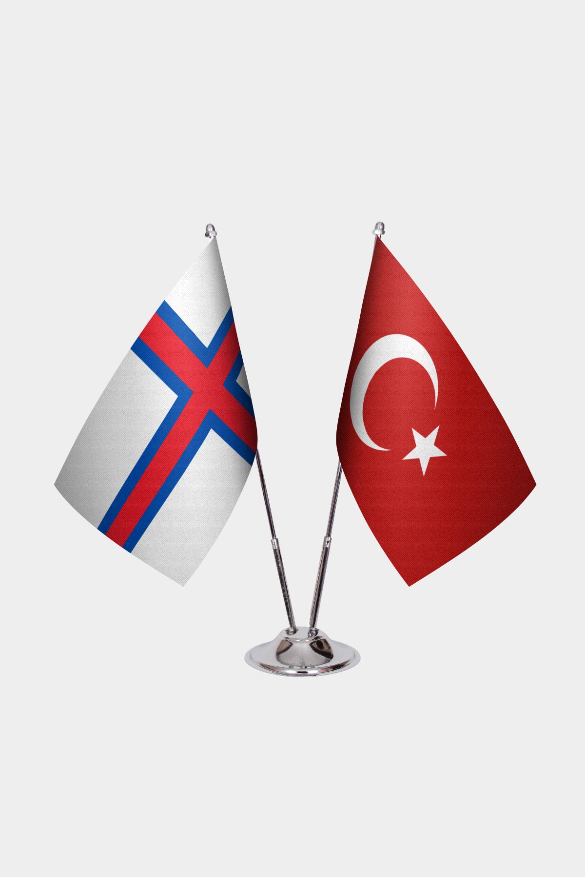 Faroe Islands & Turkey Desk Flag Set — gold pole option