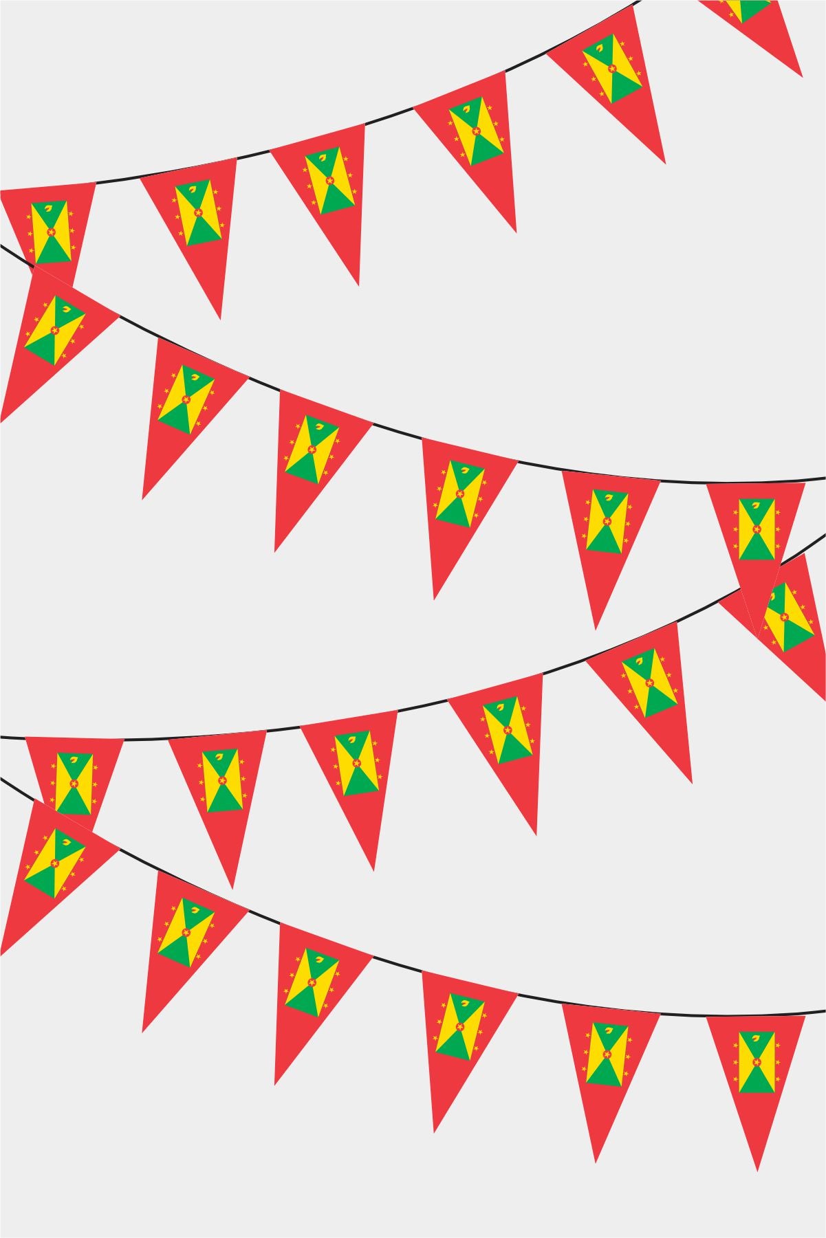 Grenada Triangular Flag Bunting - 50 Meters Premium Pennant Flags for Party Decoration | Professional Quality Raschel Fabric