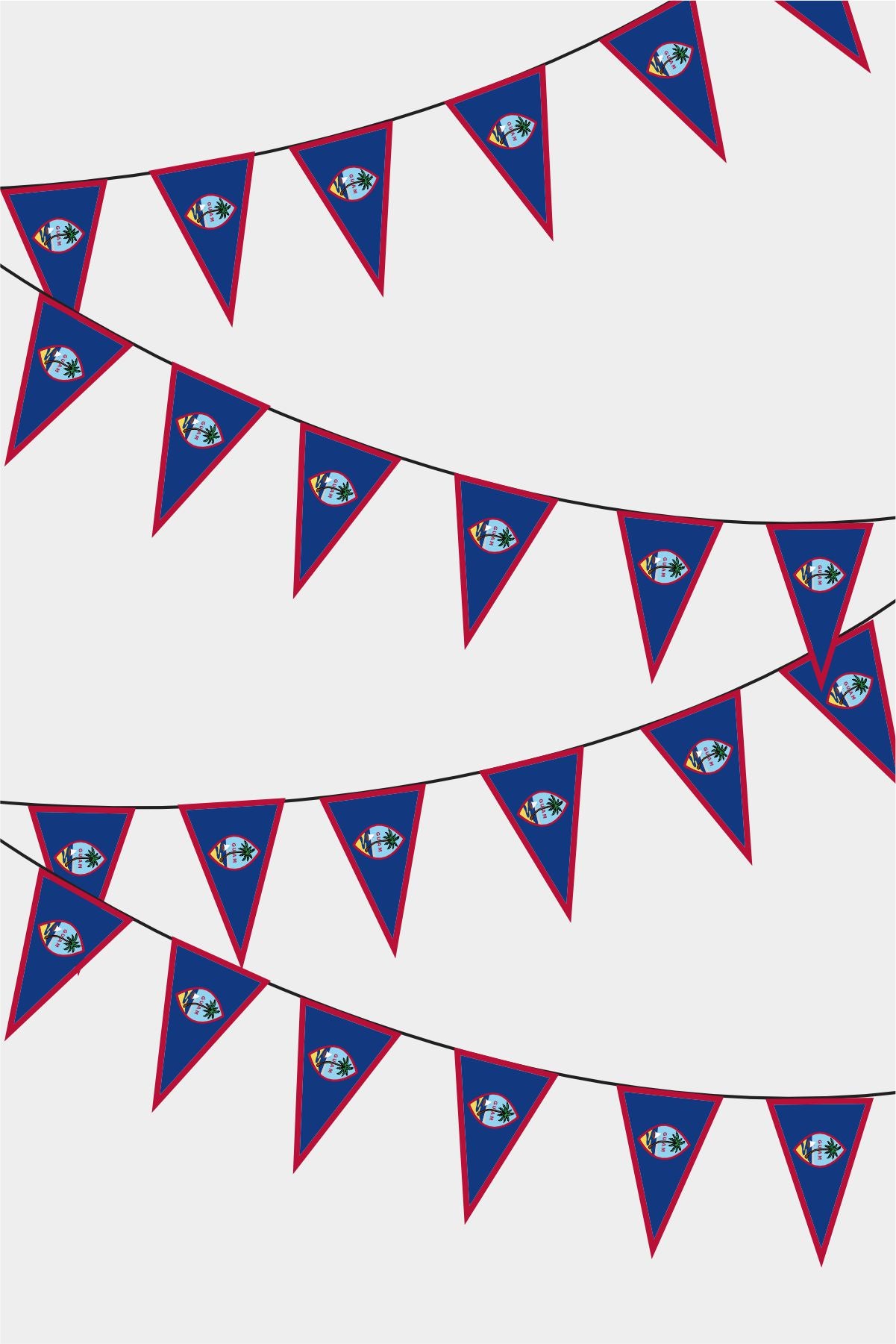 Guam Triangular Flag Bunting - 50 Meters Premium Pennant Flags for Party Decoration | Professional Quality Raschel Fabric