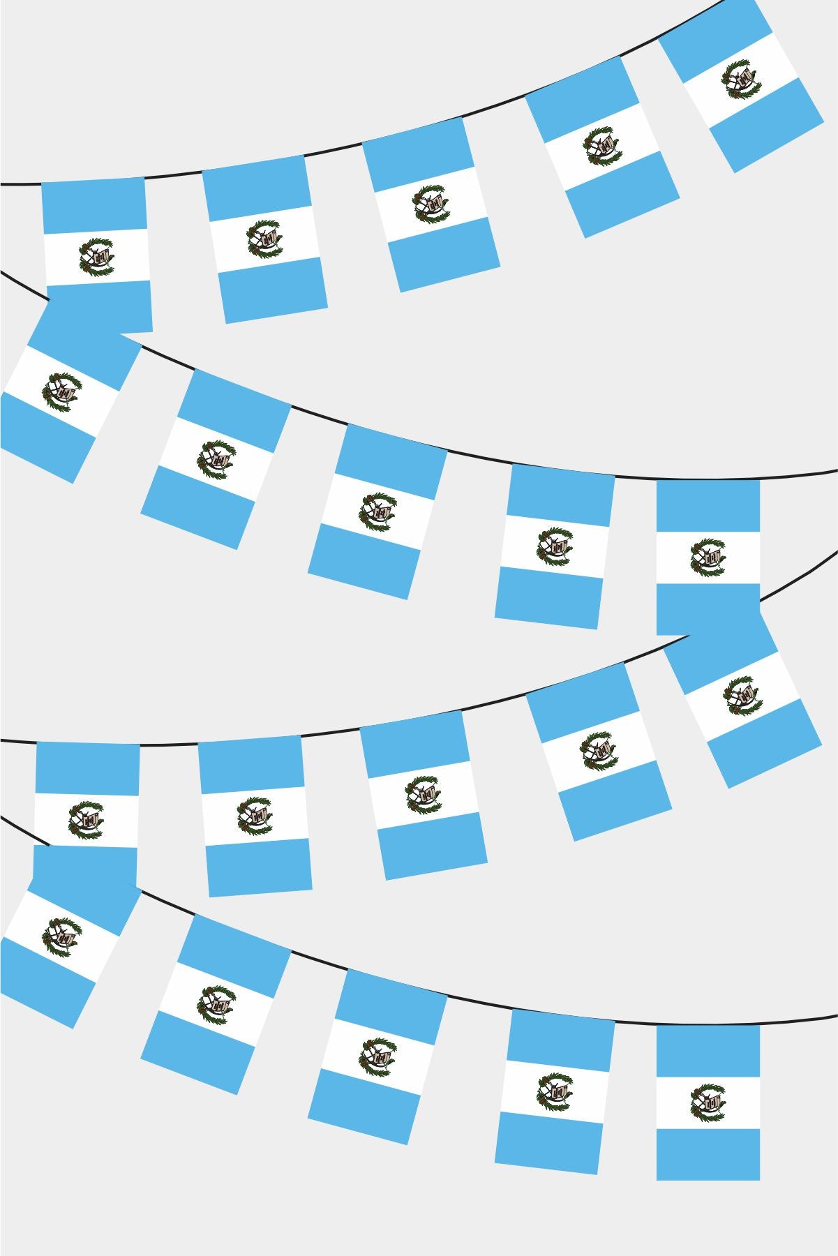 Guatemala Rectangular Flag Bunting - 50 Meters Premium String Flags for Party Decoration | Professional Quality Raschel Fabric