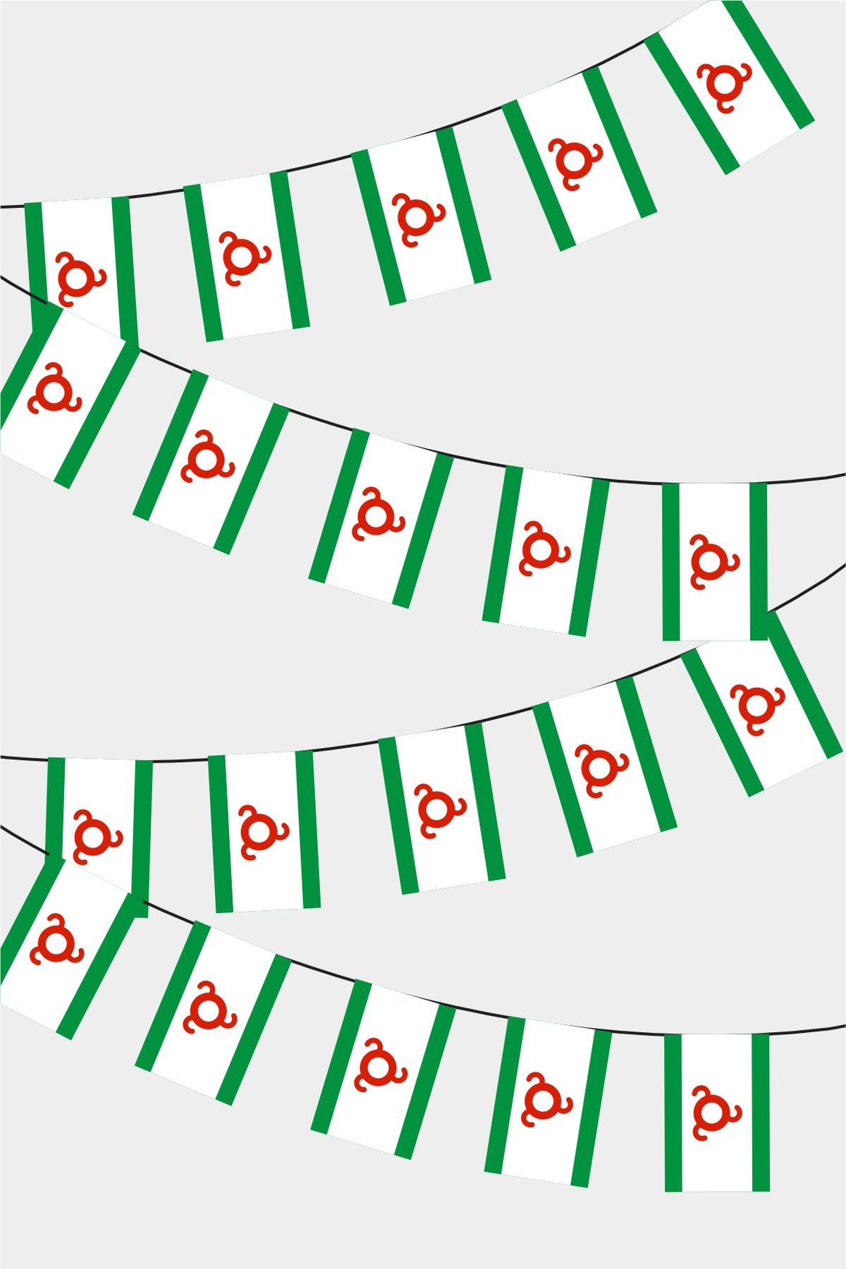 Ingushetia Rectangular Flag Bunting - 50 Meters Premium String Flags for Party Decoration | Professional Quality Raschel Fabric