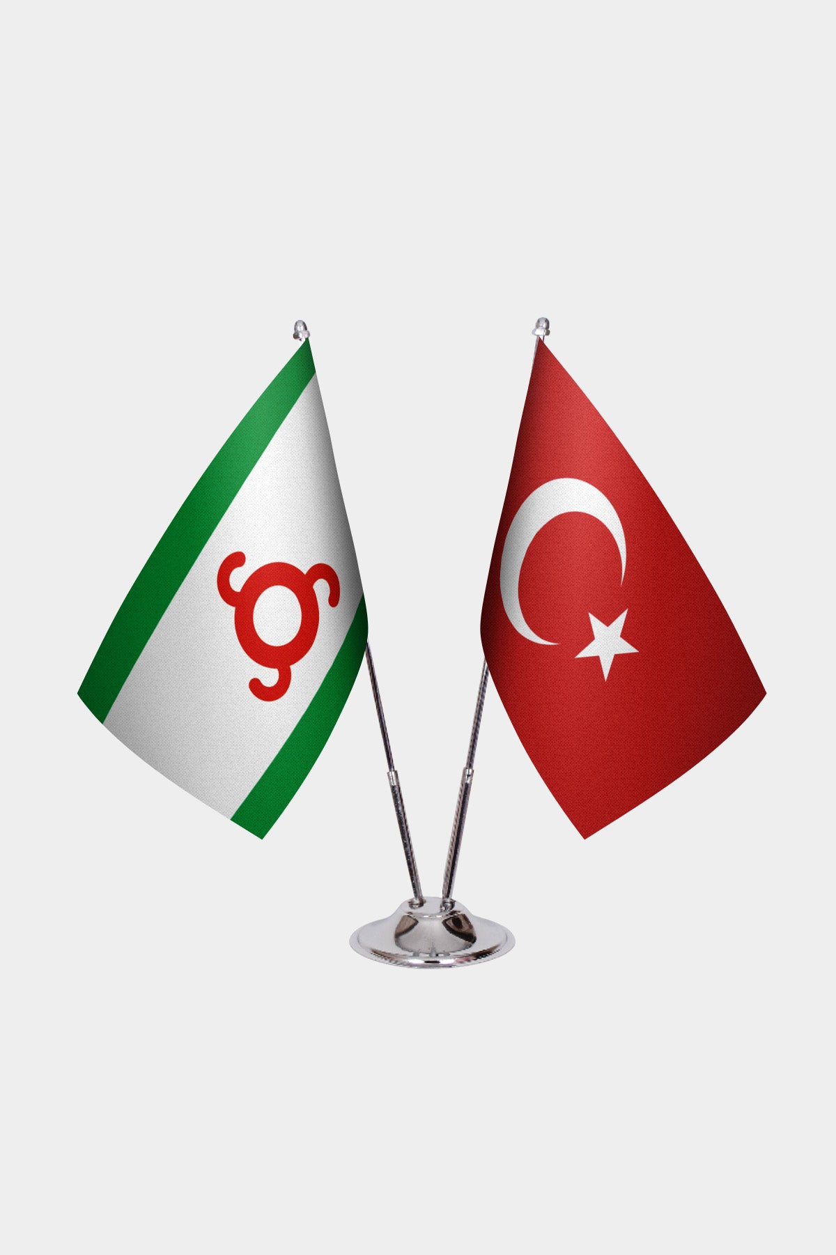 Ingushetia & Turkey Desk Flag Set — gold pole option