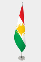 Iraqi Kurdistan Official Indoor Flag — Double Satin, Chrome Pole