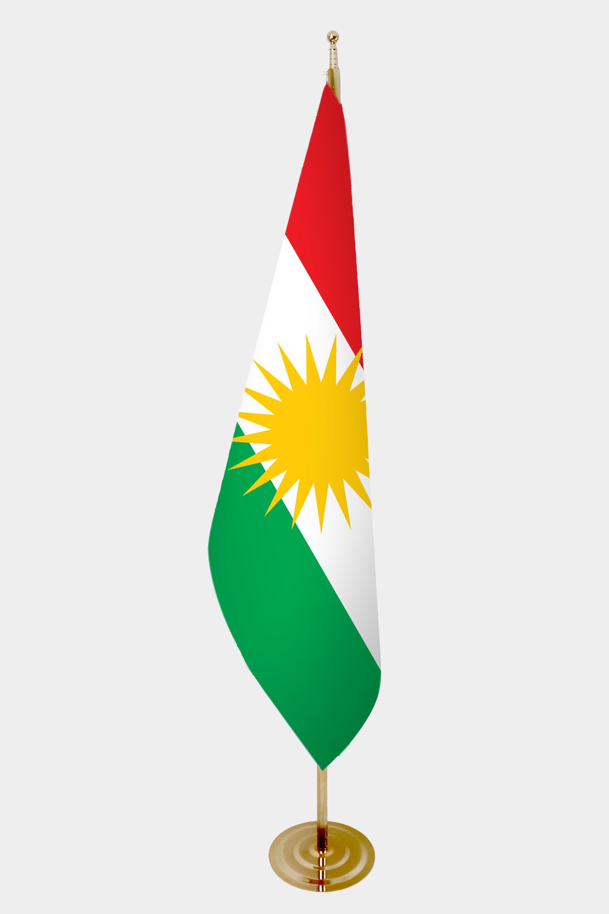 Irak Kürdistanı Makam Bayrağı Seti — Altın Direkli