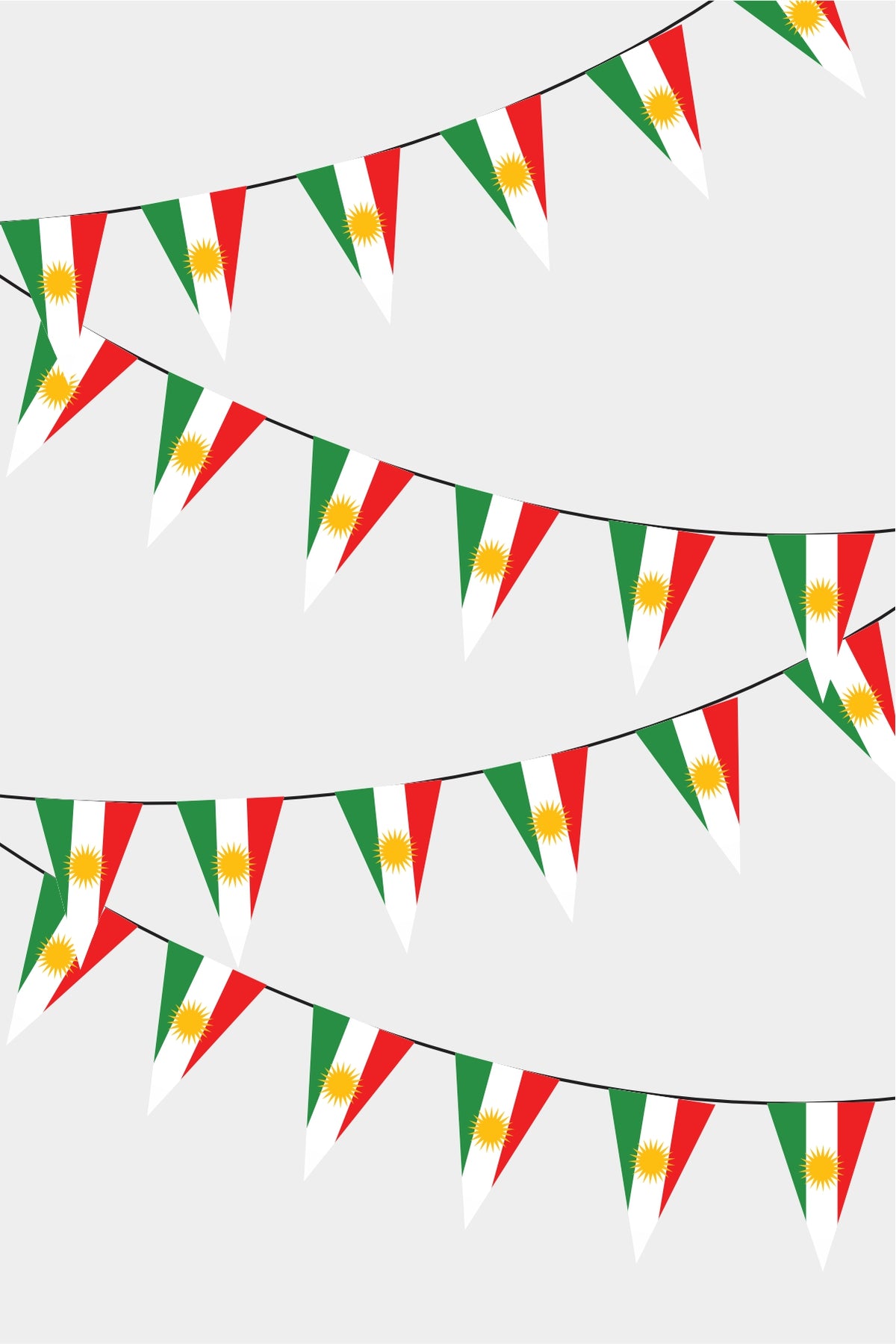 Irak Kürdistanı Üçgen Süsleme Bayrak 50 m