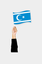 Iraqi Turkmen handheld flag on stick - durable polyester country flag for events and parades