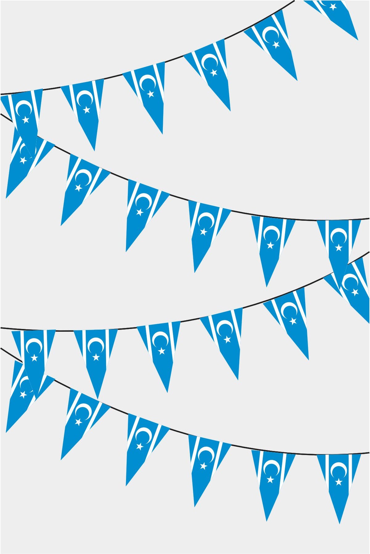 Iraqi Turkmen Triangular Flag Bunting - 50 Meters Premium Pennant Flags for Party Decoration | Professional Quality Raschel Fabric