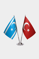 Iraqi Turkmen & Turkey Desk Flag Set — gold pole option