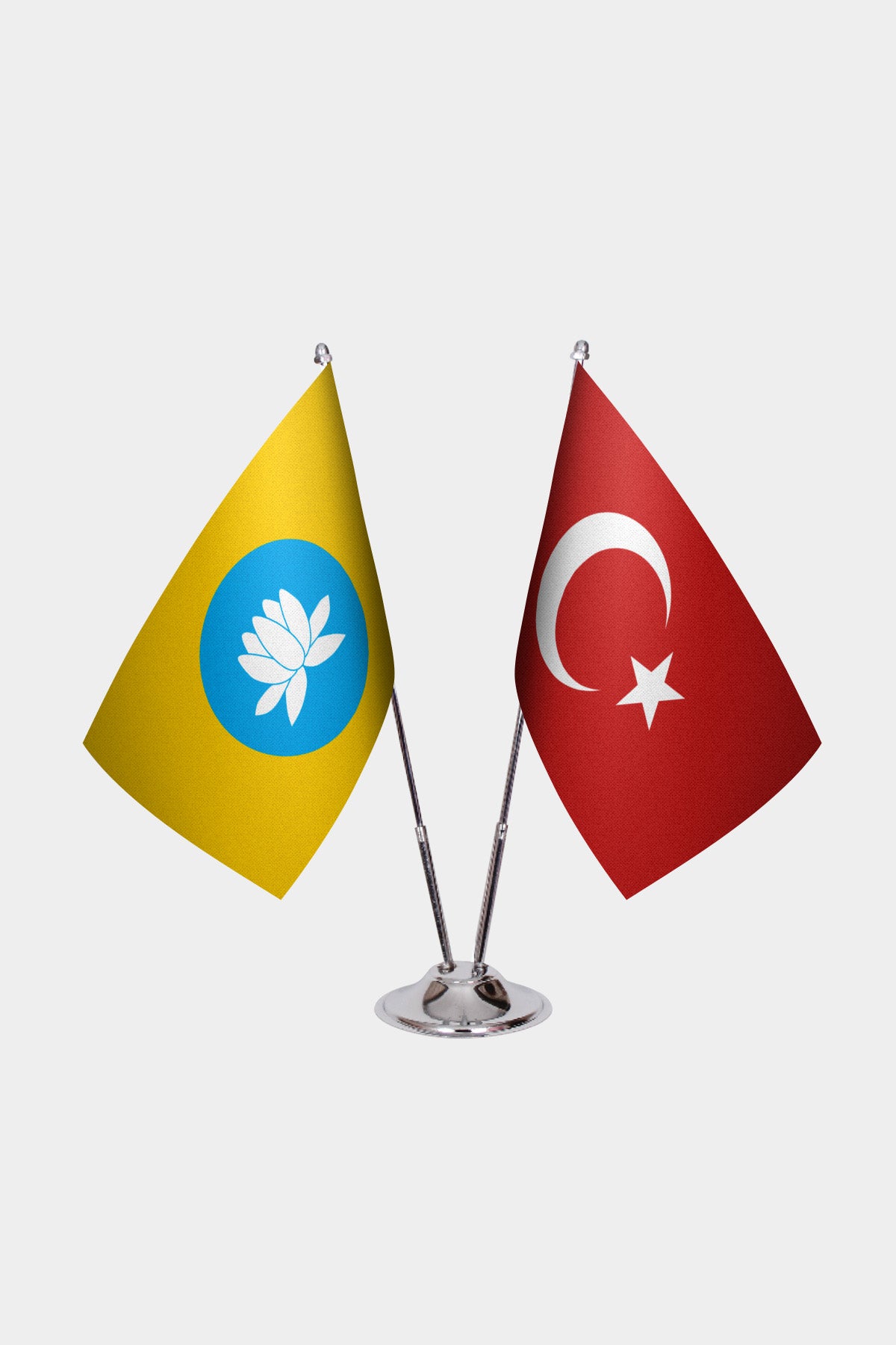 Kalmykia & Turkey Desk Flag Set — gold pole option