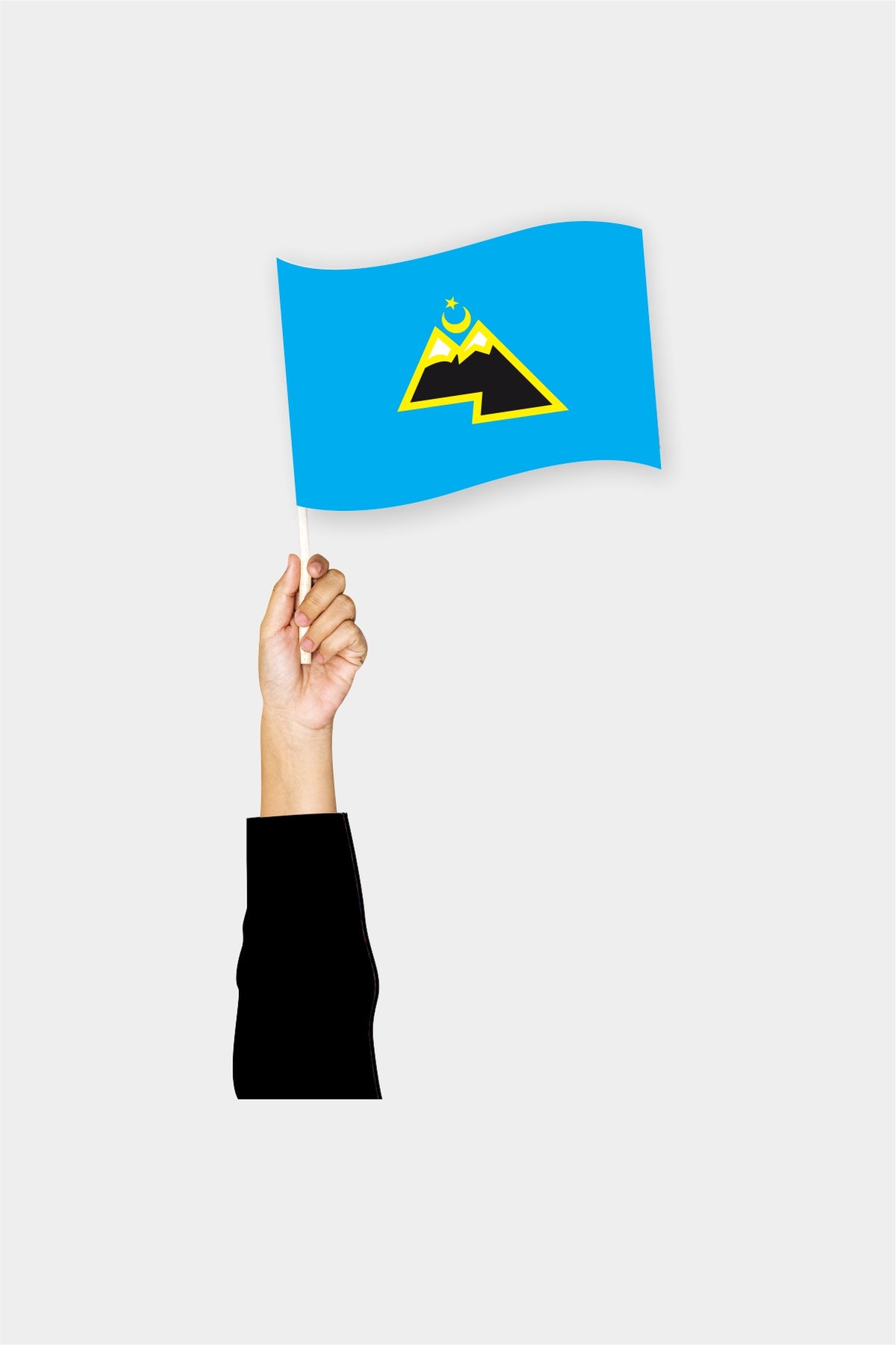 Karachay handheld flag on stick - durable polyester country flag for events and parades