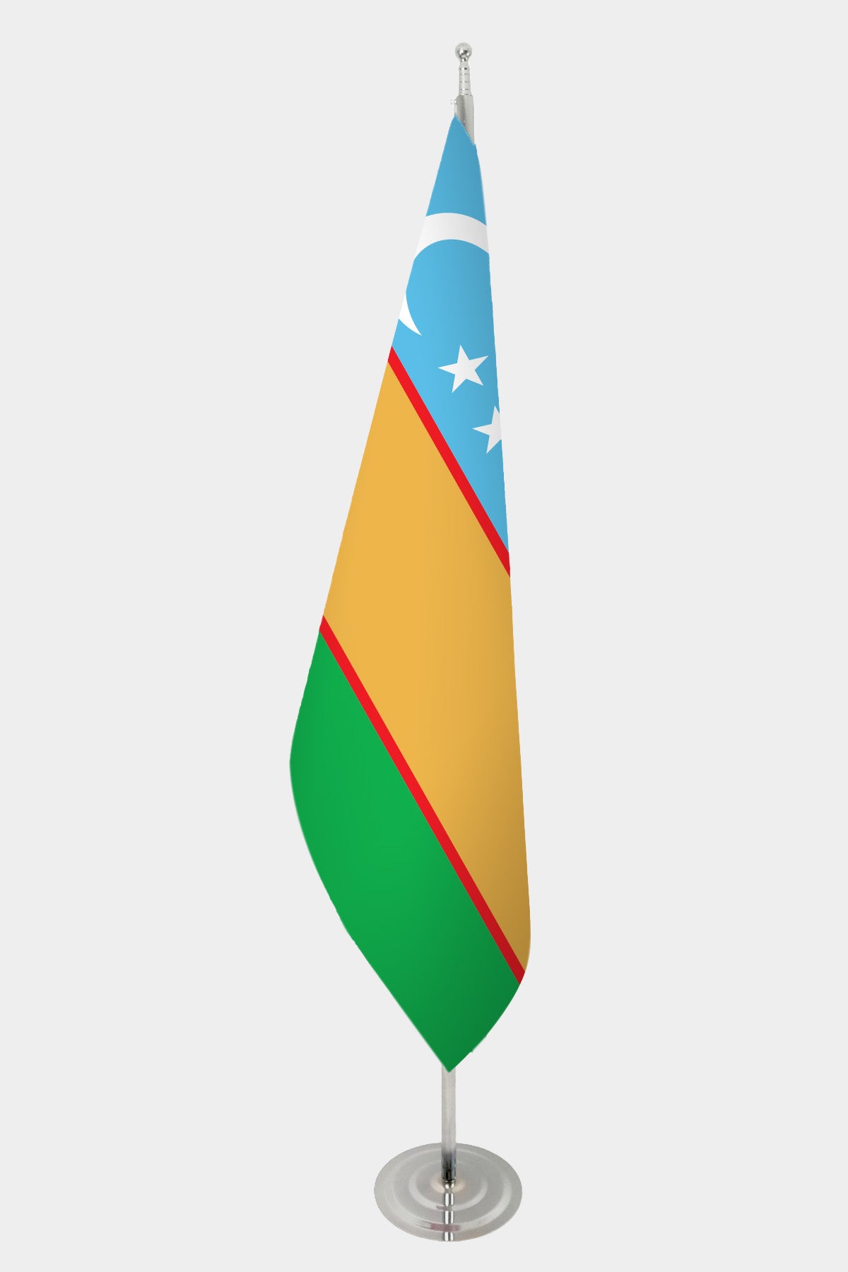 Karakalpakstan Official Indoor Flag — Double Satin, Chrome Pole