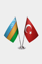 Karakalpakistan & Türkiye İkili Masa Bayrağı Seti