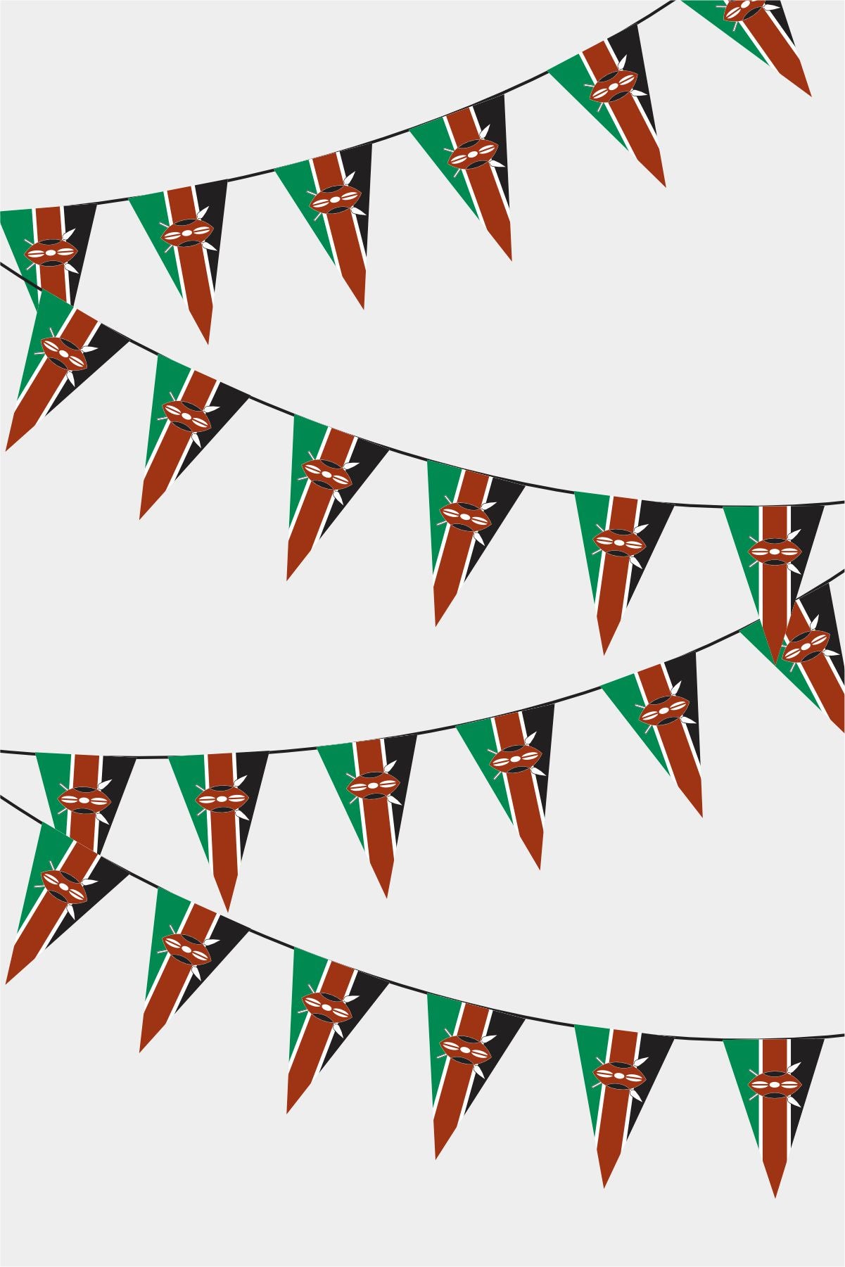 Kenya Triangular Flag Bunting - 50 Meters Premium Pennant Flags for Party Decoration | Professional Quality Raschel Fabric