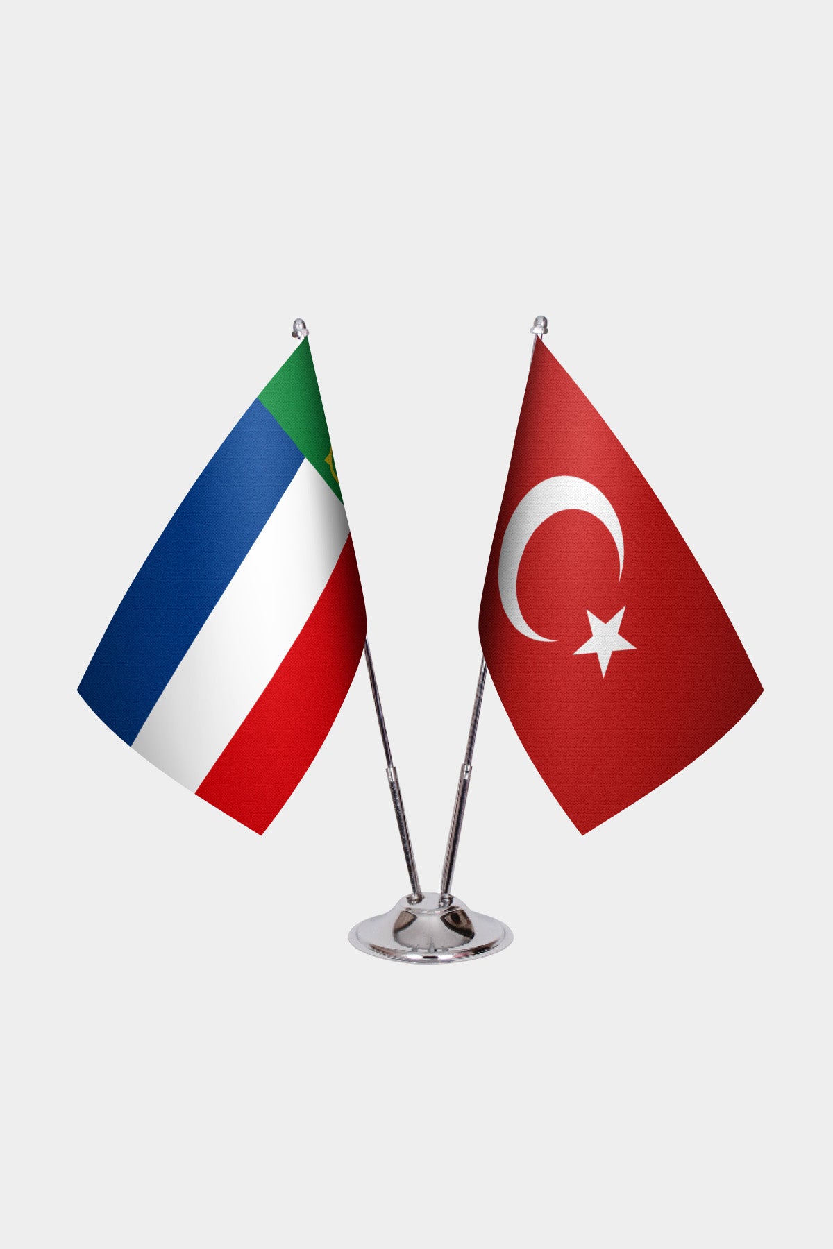 Khakassia & Turkey Desk Flag Set — gold pole option