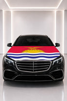 Kiribati flag car hood cover fitted on a black car bonnet