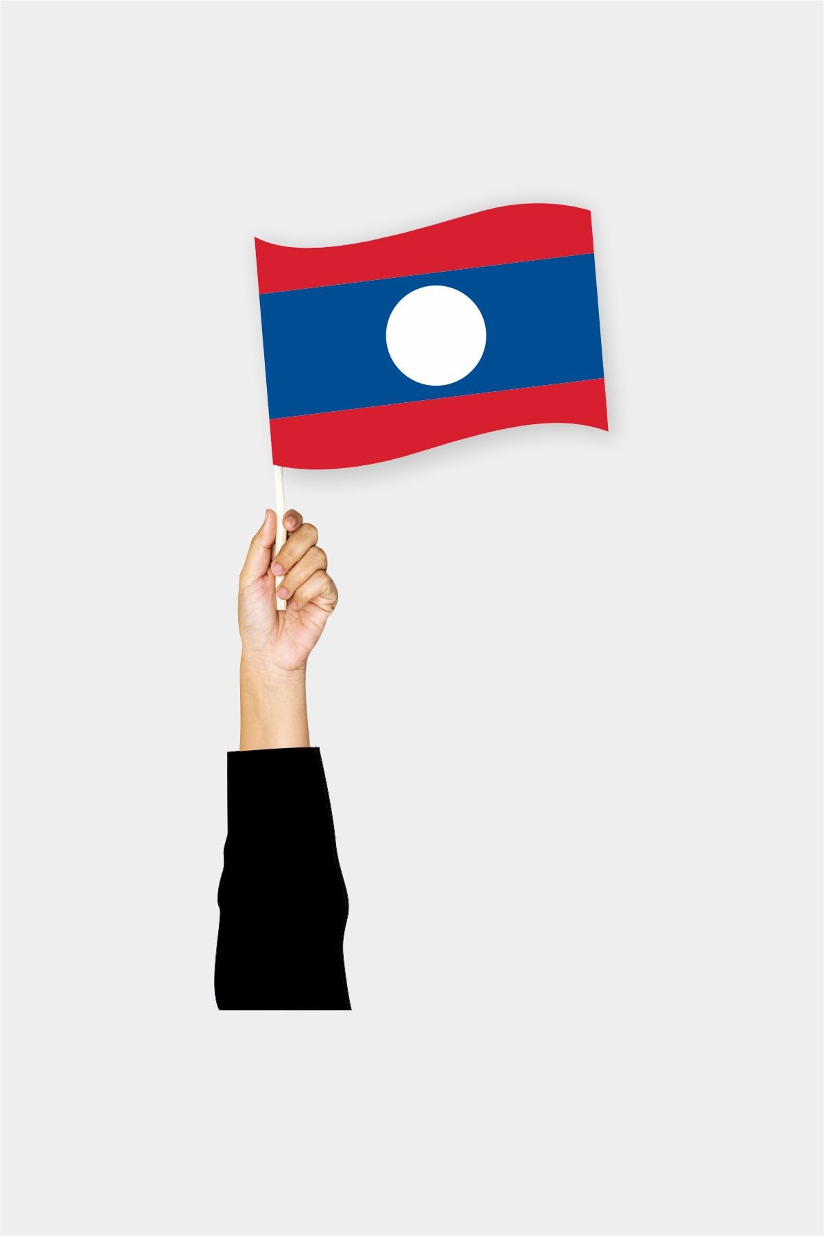 Laos handheld flag on stick - durable polyester country flag for events and parades