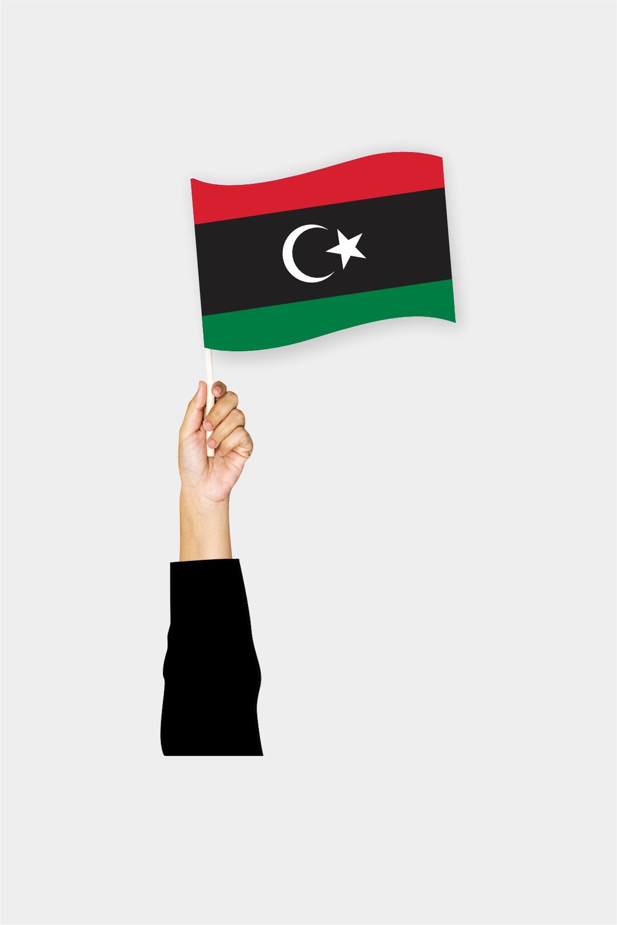 Libya handheld flag on stick - durable polyester country flag for events and parades