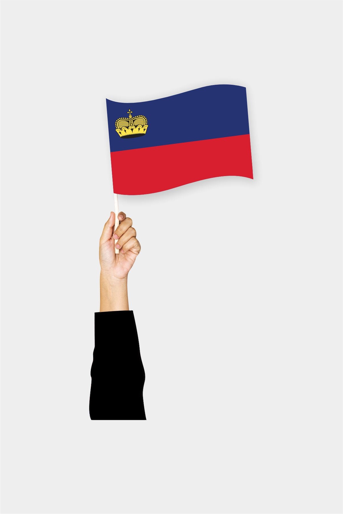 Liechtenstein handheld flag on stick - durable polyester country flag for events and parades
