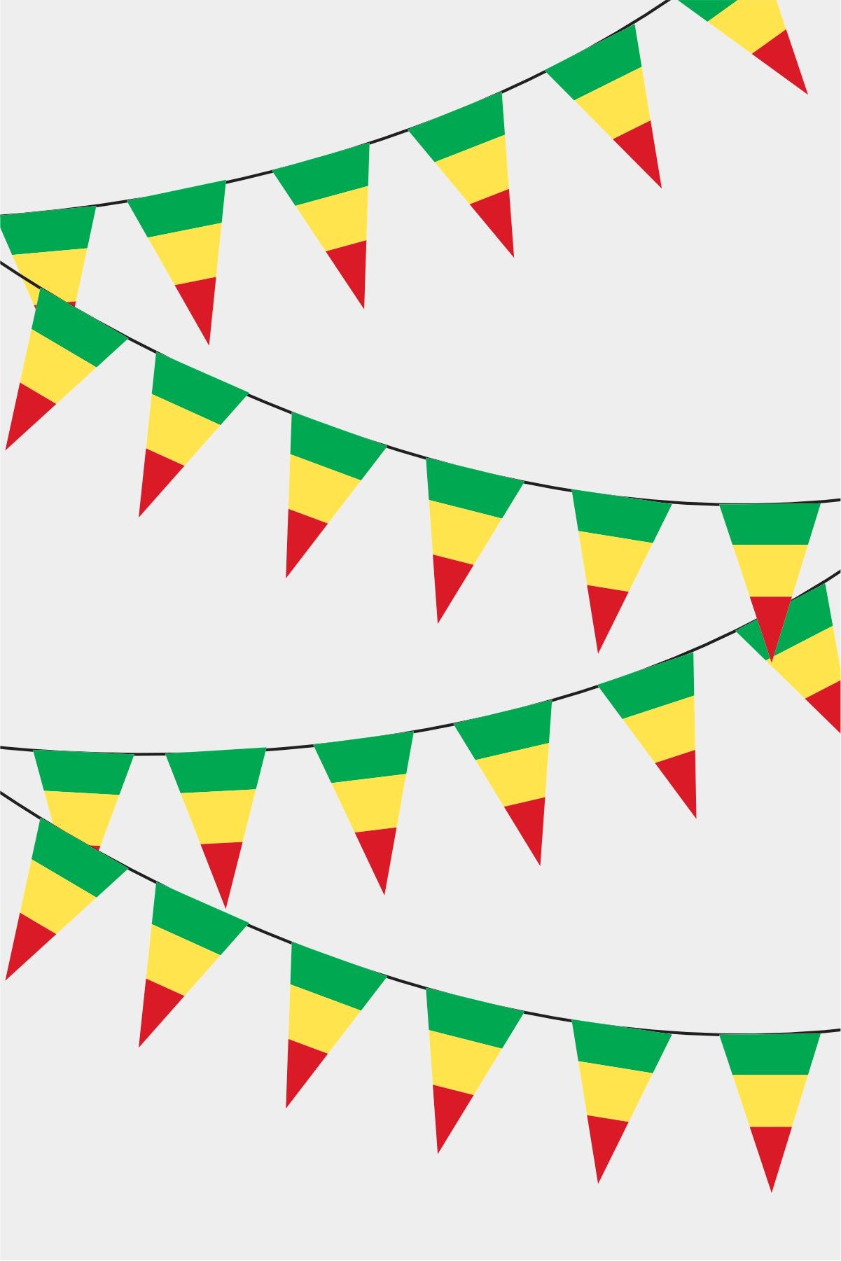 Mali Triangular Flag Bunting - 50 Meters Premium Pennant Flags for Party Decoration | Professional Quality Raschel Fabric