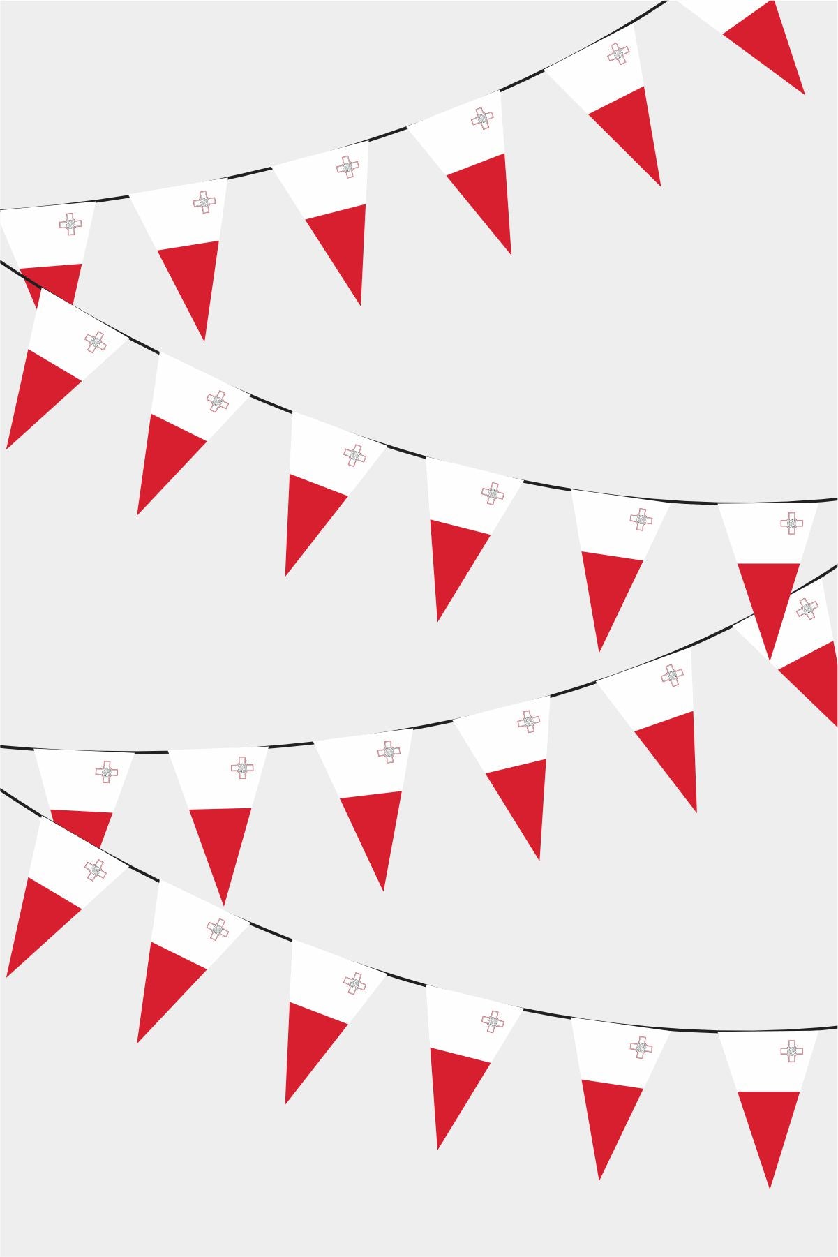 Malta Triangular Flag Bunting - 50 Meters Premium Pennant Flags for Party Decoration | Professional Quality Raschel Fabric