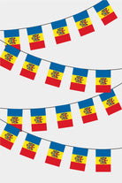 Moldova Rectangular Flag Bunting - 50 Meters Premium String Flags for Party Decoration | Professional Quality Raschel Fabric